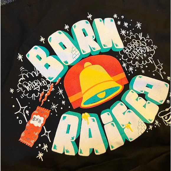 RARE Born Raised x Taco Bell Collab Black Decorative Logo Tote Carry Bag NEW - Picture 4 of 6